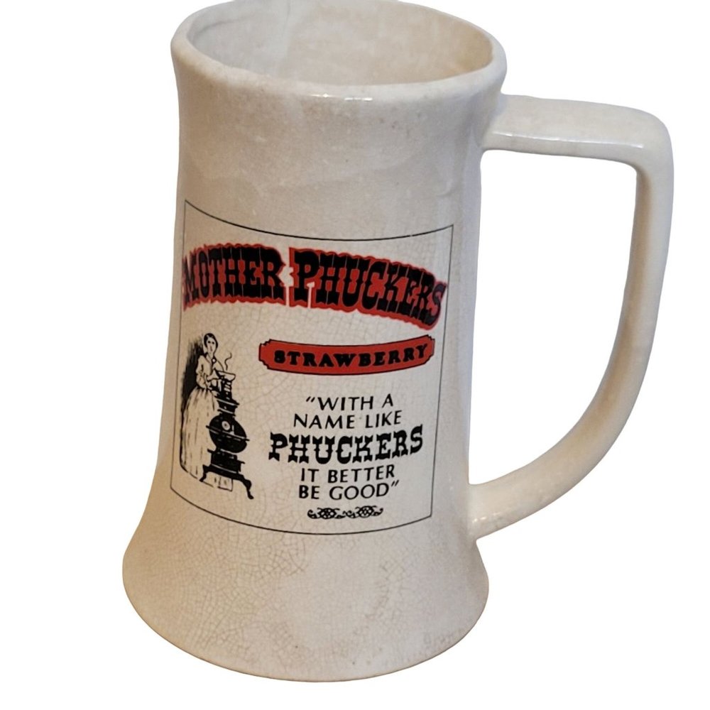 Mug Mother Phuckers Strawberry Jam Crazing Discoloration Cracked Display ONLY